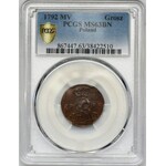 Poniatowski, Grosz Warschau 1792 MV - PCGS MS63 BN