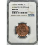 Powstanie Listopadowe, 3 Grosze 1831 KG - NGC MS65 RB