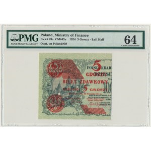 5 groszy 1924 - PMG 64 - lewa połowa