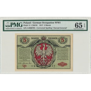 5 marek 1916 Generał - Biletów - A - PMG 65 EPQ