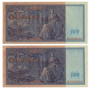 Germany, lot 100 mark 1910 (2pcs.) - consecutive serial numbers