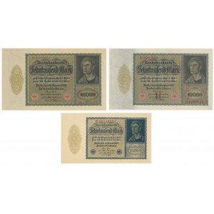 Niemcy, zestaw 10.000 marek 1922 (3 szt.)