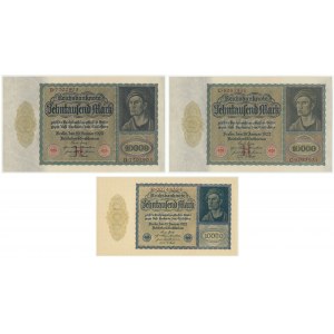 Niemcy, zestaw 10.000 marek 1922 (3 szt.)