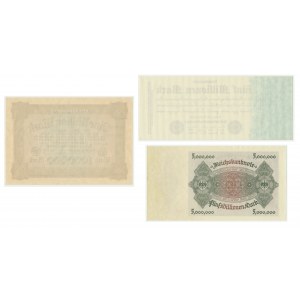 Niemcy, zestaw 1-5 milionów marek 1923 (3 szt.)