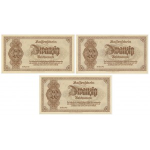 Germany (Sudets), set of occupation money 20 mark 1945 (3 pcs.)