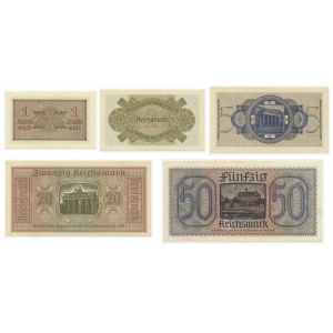 Germany, set of occupation currency 1-50 mark 1940-45 (5 pcs.)