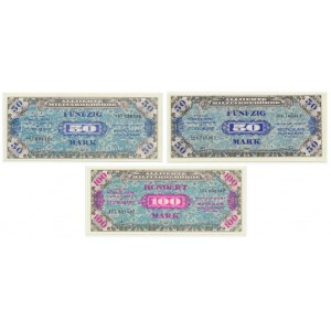 Germany, allied occupation money, set of 50 and 100 mark 1944 (3 pcs.)