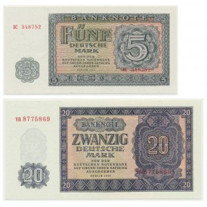 Germany (DDR), set of 5 and 20 mark 1955 (2pcs.)