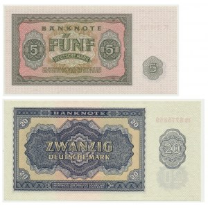 Germany (DDR), set of 5 and 20 mark 1955 (2pcs.)