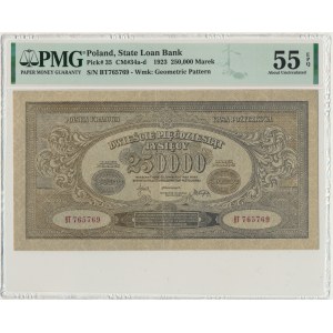 250.000 marek 1923 - BT - PMG 55 EPQ - numeracja wąska