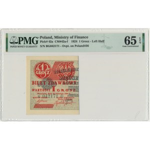 1 grosz 1924 - BG ❉ - lewa połowa - PMG 65 EPQ