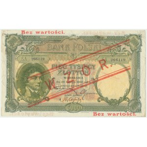 5.000 złotych 1919 - WZÓR - niski nadruk - RZADKI