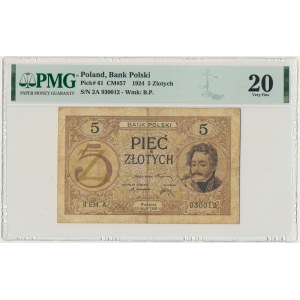 5 złotych 1924 - II EM.A - PMG 20