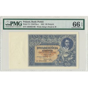 20 złotych 1931 - AB - PMG 66 EPQ - rzadka