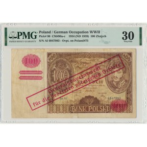 100 złotych 1934 - Ser.AI - PMG 30 - oryginalny przedruk okupacyjny