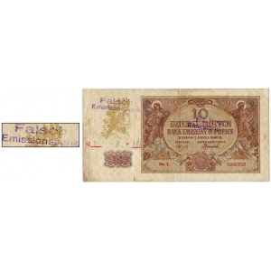 Underprint 10 zloty 1940 Falsch Emissionsbank