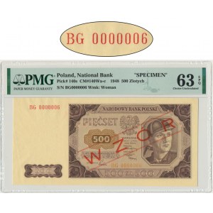 500 złotych 1948 - BG 0000006 - PMG 63 EPQ - WZÓR JAROSZEWICZA