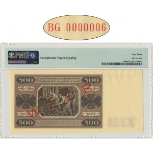 500 złotych 1948 - BG 0000006 - PMG 63 EPQ - WZÓR JAROSZEWICZA