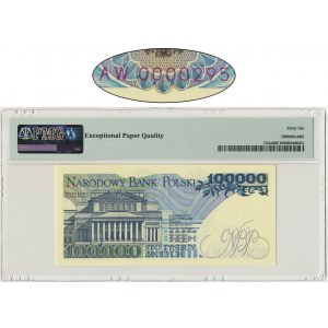 100.000 złotych 1990 - AW 000295 - PMG 66 EPQ - niski numer
