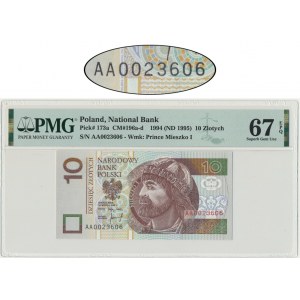 10 złotych 1994 - AA 0023606 - PMG 67 EPQ