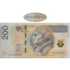 200 złotych 2015 - BU 2222222 - SOLID -