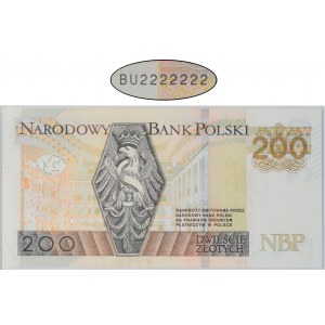 200 złotych 2015 - BU 2222222 - SOLID -