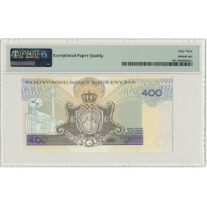 PWPW, 400 złotych 1996 - AB - WZÓR na awersie - PMG 63 EPQ