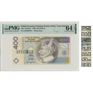 PWPW, 400 złotych 1996 - AB - SPECIMEN - PMG 64 EPQ - RZADKI