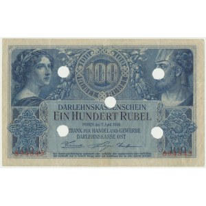 Poznań, 100 rubli 1916 - numeracja 6-cyfrowa - SKASOWANY