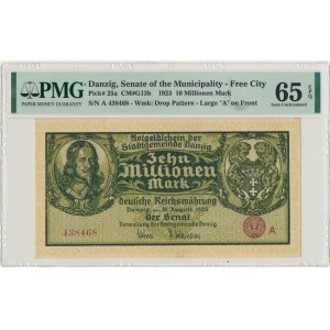 Danzig, 10 milion mark 1923 - A - PMG 65 EPQ
