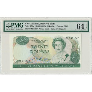 Nowa Zelandia, 20 dolarów (1985-89) - PMG 64 EPQ - podpis Russel