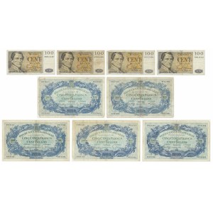 Belgia, zestaw 100 - 500 franków 1938 - 55 (9 szt.)