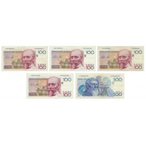 Belgia, zestaw 100 - 500 franków 1982 (5 szt.)