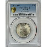 Powstanie Listopadowe, 2 złote Warszawa 1831 KG - PCGS MS65 - NIENOTOWANA