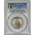 November Uprising, 2 zloty Warsaw 1831 KG - PCGS MS65 - UNLISTED