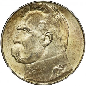 Piłsudski, 10 złotych 1938 - NGC MS63