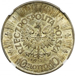 Pilsudski, 10 zloty 1938 - NGC MS63