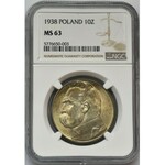 Piłsudski, 10 złotych 1938 - NGC MS63