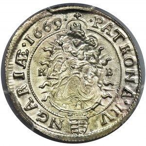 Hungary, Leopold I, 6 Kreuzer Kremnitz 1669 KB - PCGS MS63