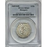 Hungary, Leopold I, 6 Kreuzer Kremnitz 1669 KB - PCGS MS63