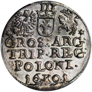 Zygmunt III Waza, Trojak Kraków 1601 - PCGS MS63 - głowa w prawo