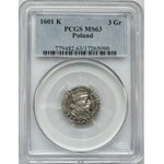 Zygmunt III Waza, Trojak Kraków 1601 - PCGS MS63 - głowa w prawo