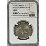 November Uprising, 5 zloty Warsaw 1831 KG - NGC MS63