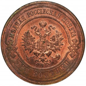 Rosja, Mikołaj II, 3 Kopiejki Petersburg 1915 - NGC MS65 RB