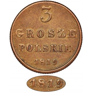 Królestwo Polskie, 3 grosze polskie 1819 IB - RZADKIE