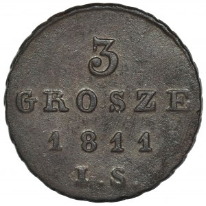 Księstwo Warszawskie, 3 Grosze Warszawa 1811 IS