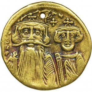 Byzantine Empire, Constans II, with Constantine IV, Heraclius and Tiberius, Solidus