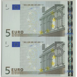 European Union 5 Euro 2002 Uncut sheet four notes. Duisenberg