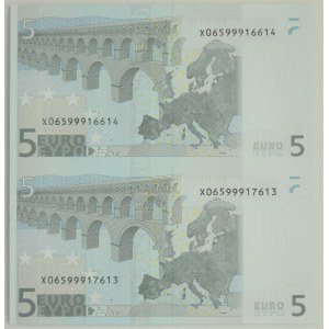 Euro, 5 euro 2002 - nierozcięta część arkusza -