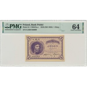 1 złoty 1919 - S.33 B - PMG 64 - PIĘKNY